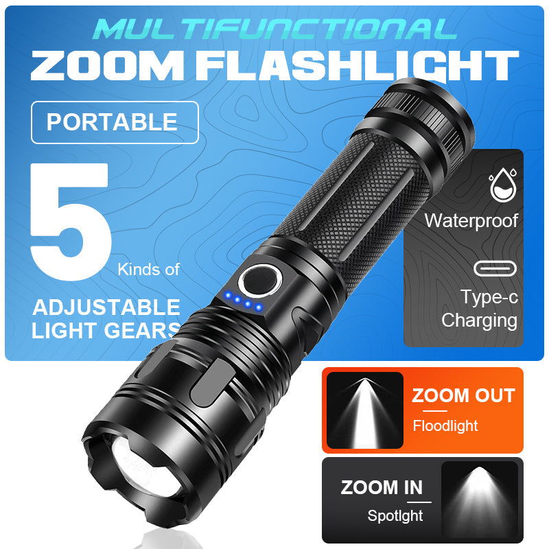 ⌛Promoção por tempo limitado-Lanterna portátil multifuncional com zoom para uso ao ar livre