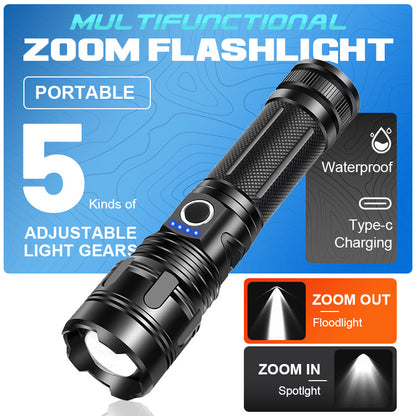 ⌛Promoção por tempo limitado-Lanterna portátil multifuncional com zoom para uso ao ar livre