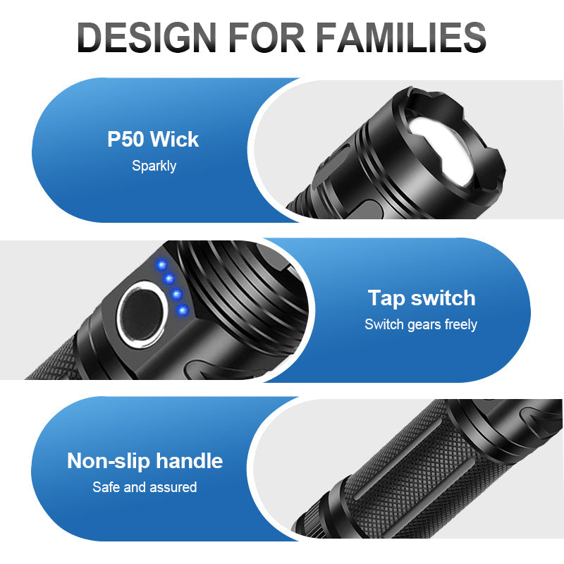⌛Promoção por tempo limitado-Lanterna portátil multifuncional com zoom para uso ao ar livre