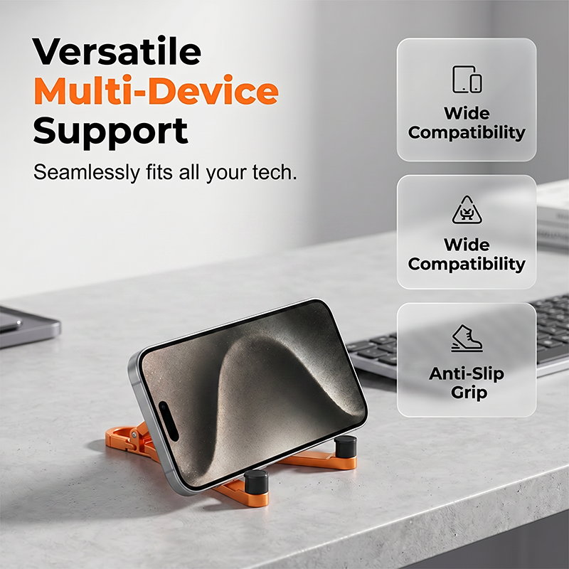 📱Mini suporte de alumínio para celular com chaveiro, dobrável, para mesa – Pequeno gadget, grande praticidade✨