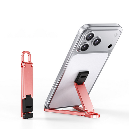 📱Mini suporte de alumínio para celular com chaveiro, dobrável, para mesa – Pequeno gadget, grande praticidade✨