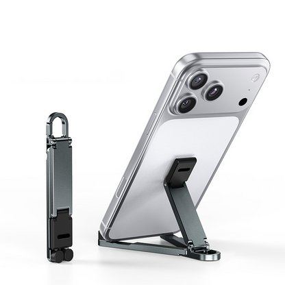 📱Mini suporte de alumínio para celular com chaveiro, dobrável, para mesa – Pequeno gadget, grande praticidade✨
