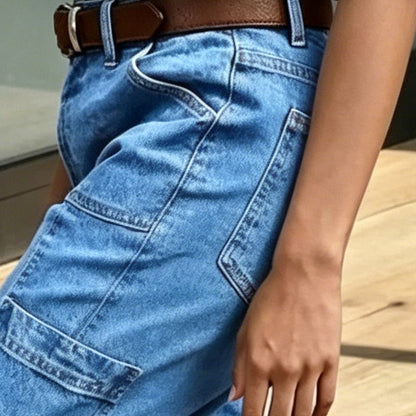 👖 מבצע מוגבל 50% הנחה! ✨ מכנסי ג'ינס קצרים ואלסטיים לנשים – חיתוך חבית, מותן בינוני, כיסים מרובים 🌿