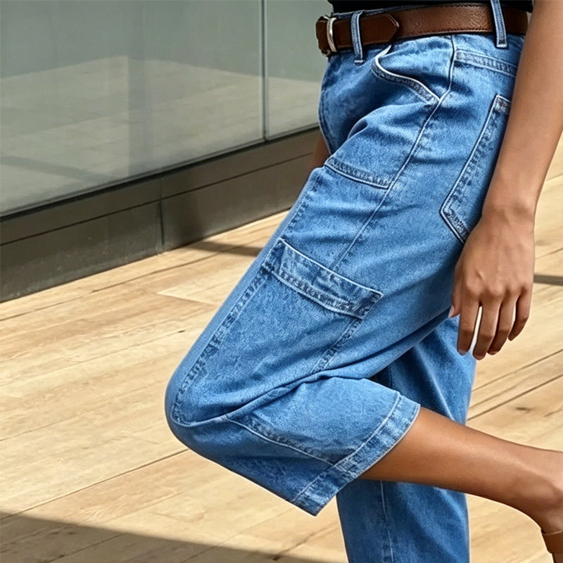 👖 מבצע מוגבל 50% הנחה! ✨ מכנסי ג'ינס קצרים ואלסטיים לנשים – חיתוך חבית, מותן בינוני, כיסים מרובים 🌿