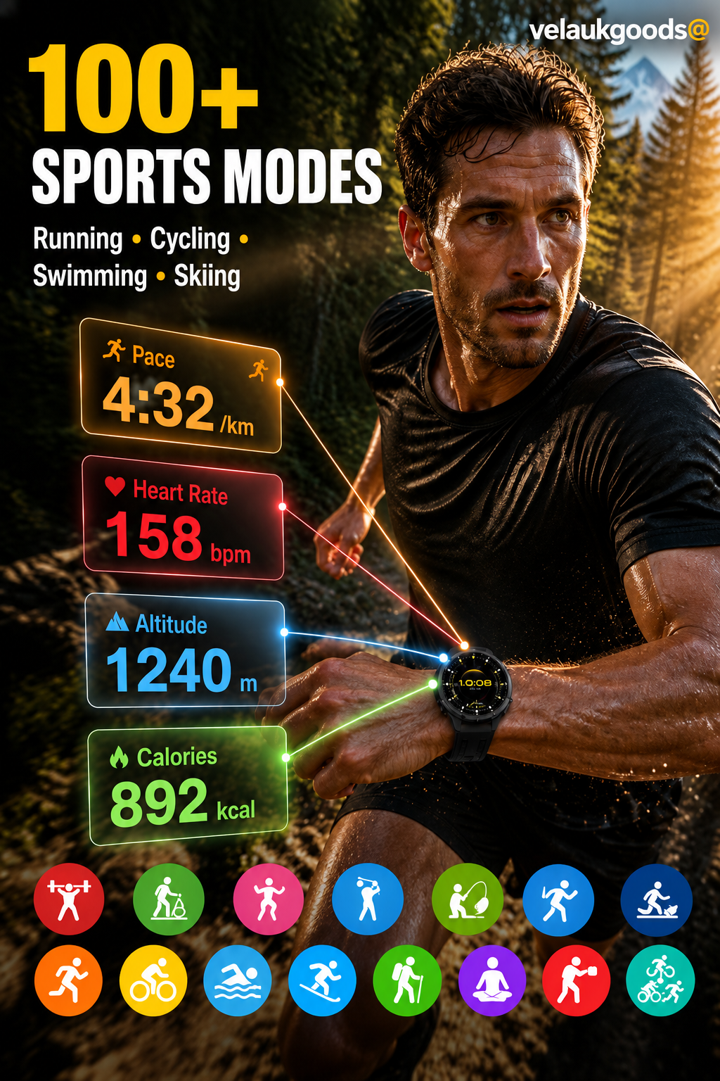 Smartwatch GT6pro com chamadas via Bluetooth – Mais vendido