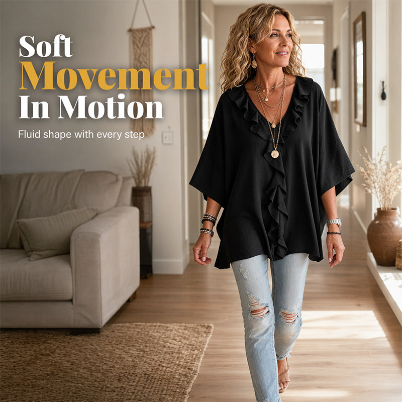 חולצת וי אוורירית עם סלסולים