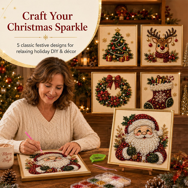 🎨💎Kit de Pintura de Natal com Pérolas e Strass