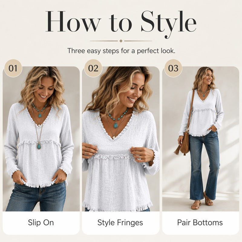 ⌛Limited-Time Offer-Women's Casual V-Neck Long Sleeve Top