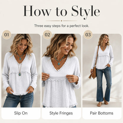 ⌛Limited-Time Offer-Women's Casual V-Neck Long Sleeve Top
