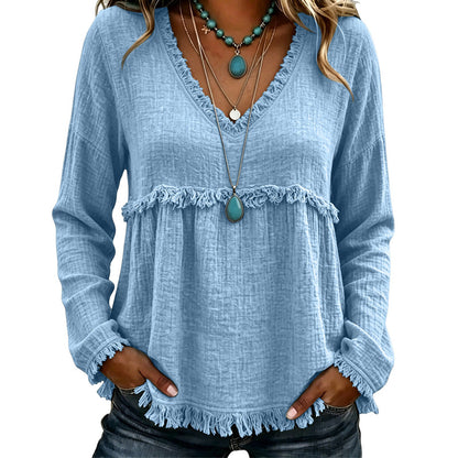 ⌛Limited-Time Offer-Women's Casual V-Neck Long Sleeve Top