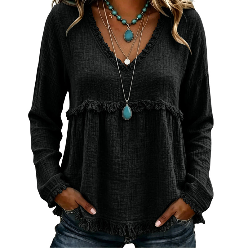 ⌛Limited-Time Offer-Women's Casual V-Neck Long Sleeve Top