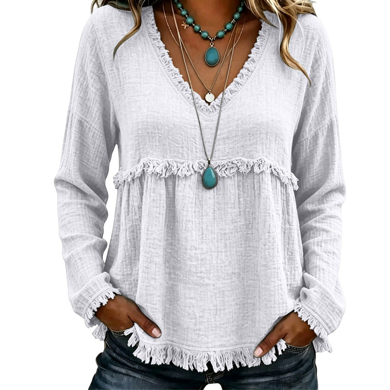 ⌛Limited-Time Offer-Women's Casual V-Neck Long Sleeve Top