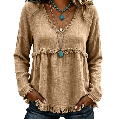 ⌛Limited-Time Offer-Women's Casual V-Neck Long Sleeve Top