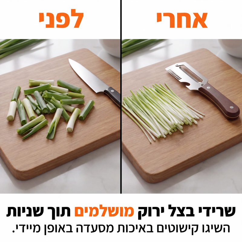 כלי מטבח לחיתוך בצל ירוק וקילוף 3-ב-1