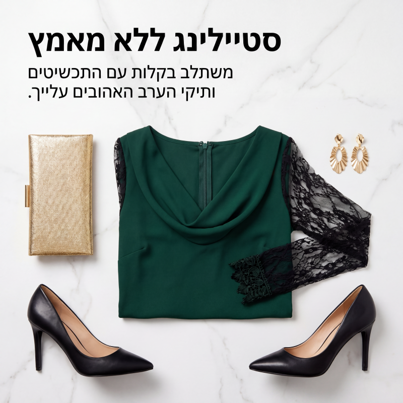 🌸מבצע חם – 50% הנחה! שמלת A-Line אלגנטית עם צווארון גולף ושרוולי תחרה