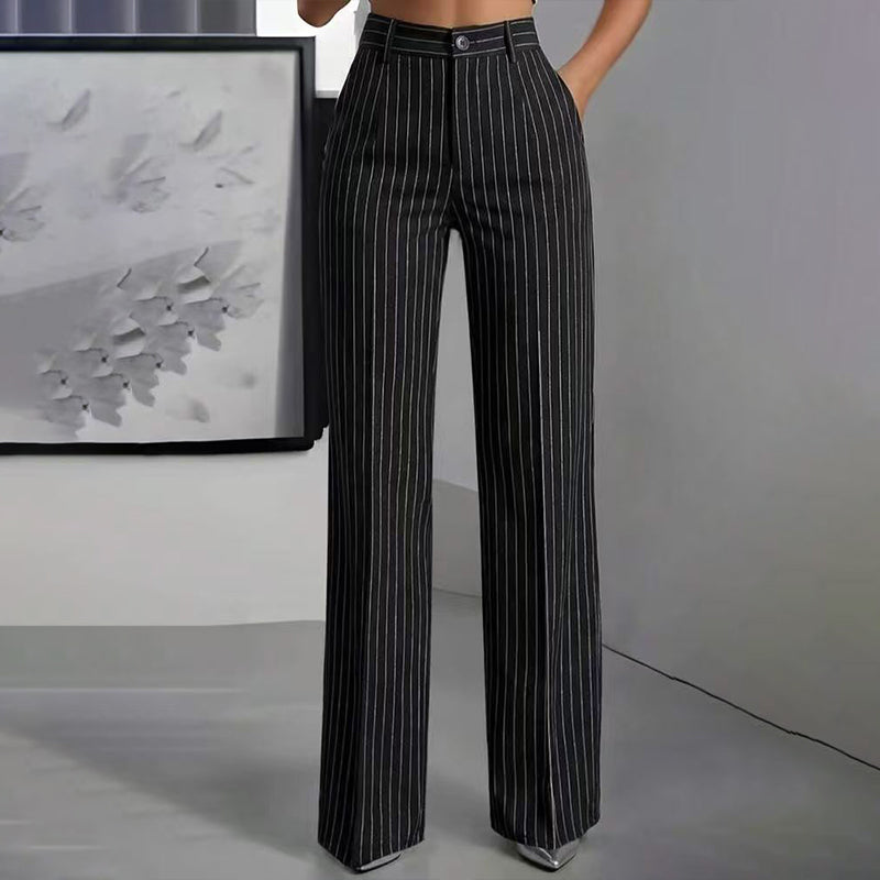 🍁קולקציית סתיו חדשה - מכנסיים רחבי פסים בגובה גבוה לנשים