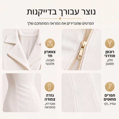 ✨ סגנון ללא מאמץ | שמלת נשים מחמיאה עם רוכסן קדמי א-סימטרי וחתך