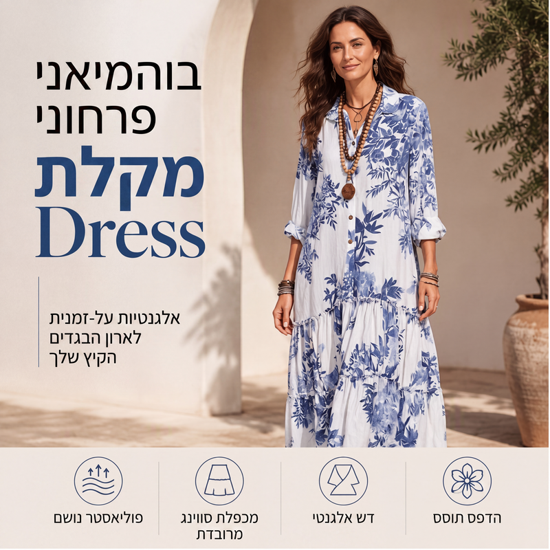 שמלת מקסי עם הדפס פרחים לנשים