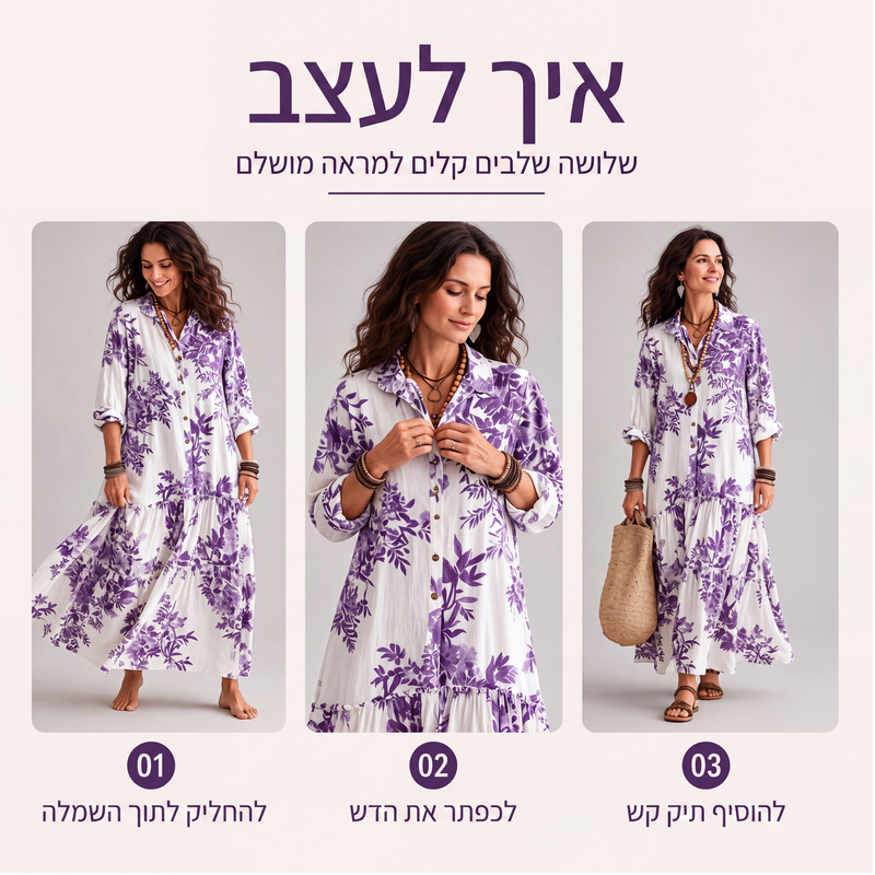שמלת מקסי עם הדפס פרחים לנשים
