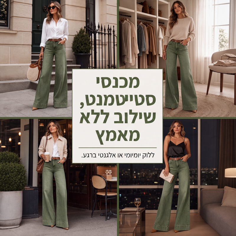 ✨ ג'ינס בסגנון מחמיא | ג'ינס לנשים בגזרה רחבה עם מותניים גבוהים ובשטיפה וינטג'ית