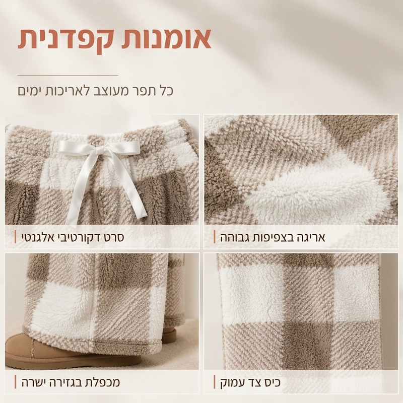 מכנסי רחבים מפרוזדור משובצת לנשים