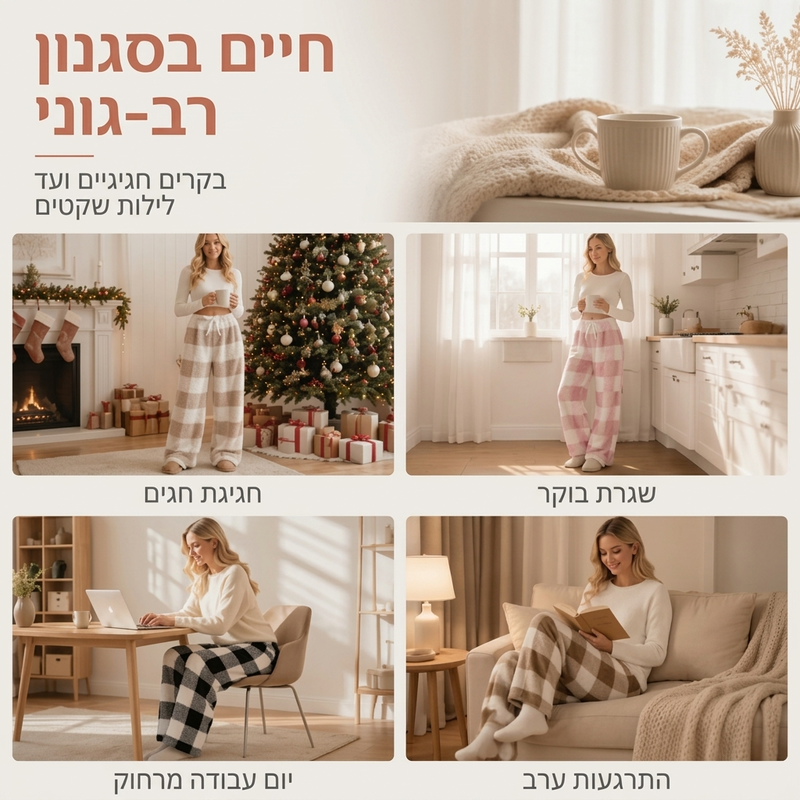 מכנסי רחבים מפרוזדור משובצת לנשים